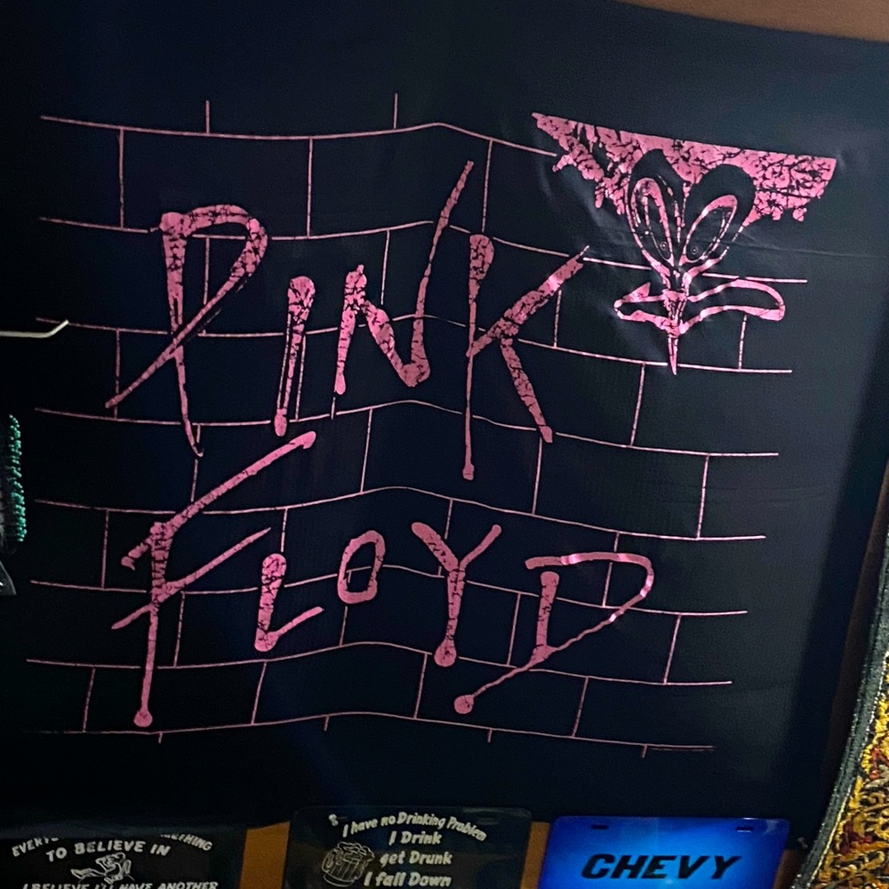 Vintage Pink Floyd The Wall black, and pink tapestry 4’